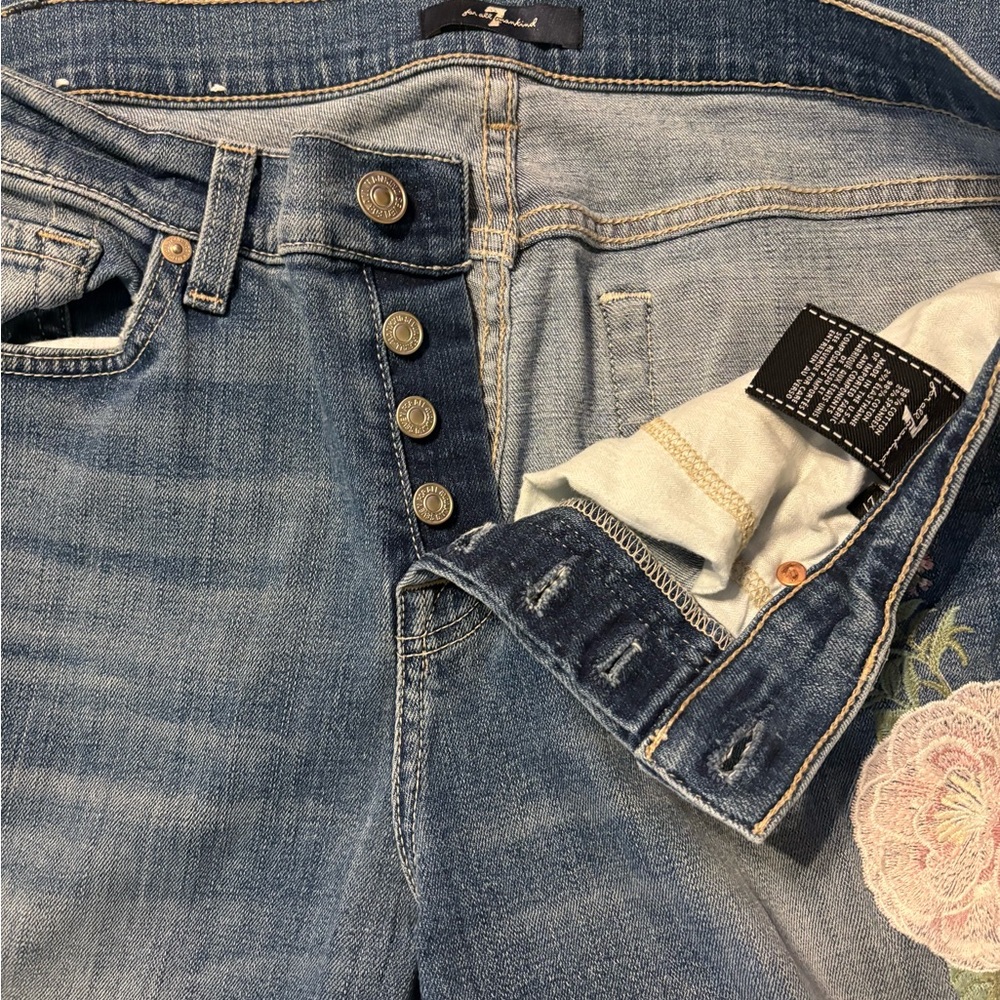 7 for all Mankind Women’s Blue Embroidered Skinny Jeans Size 27 - Picture 10 of 10